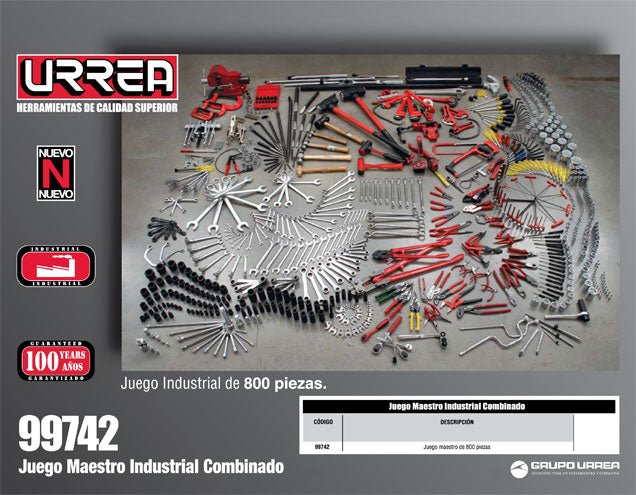 Juego maestro industrial combinado 787 piezas, sin gabinete Urrea - FERRETERÍA WITZI