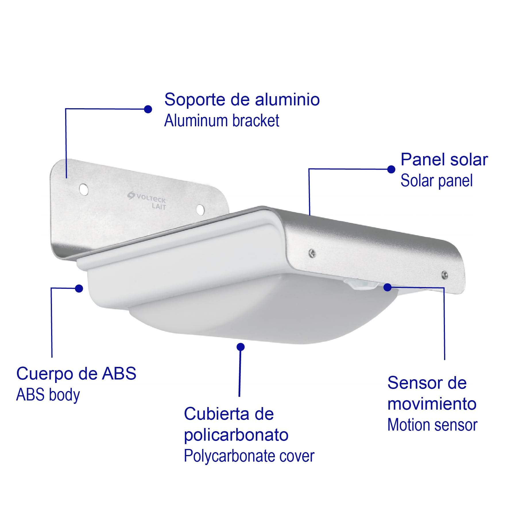 Luminario Arbotante Solar Con Sensor De Movimiento ,16 Led Volteck - FERRETERÍA WITZI