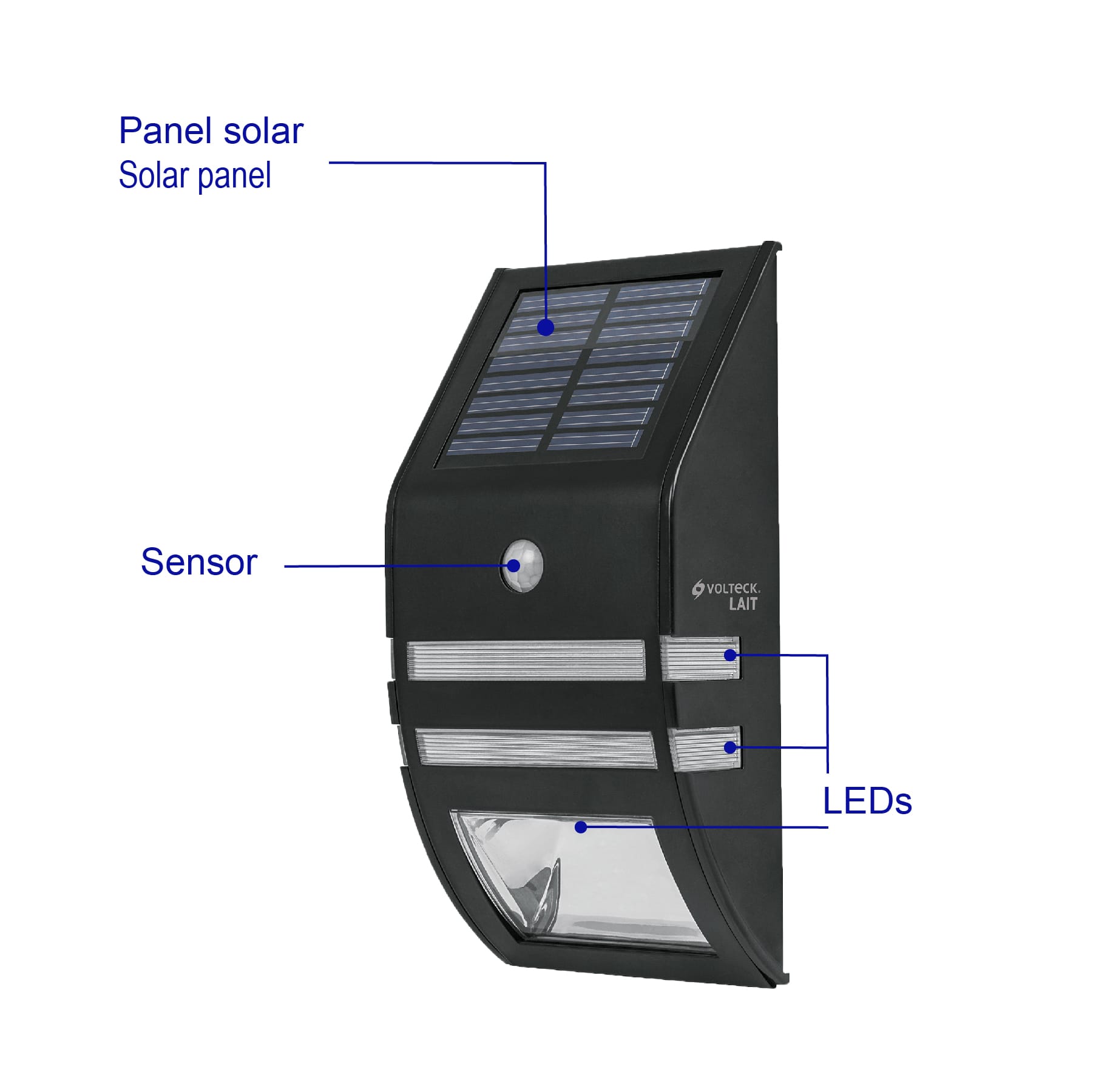 Luminario Arbotante Solar Con Sensor De Movimiento, 2 Led volteck - FERRETERÍA WITZI