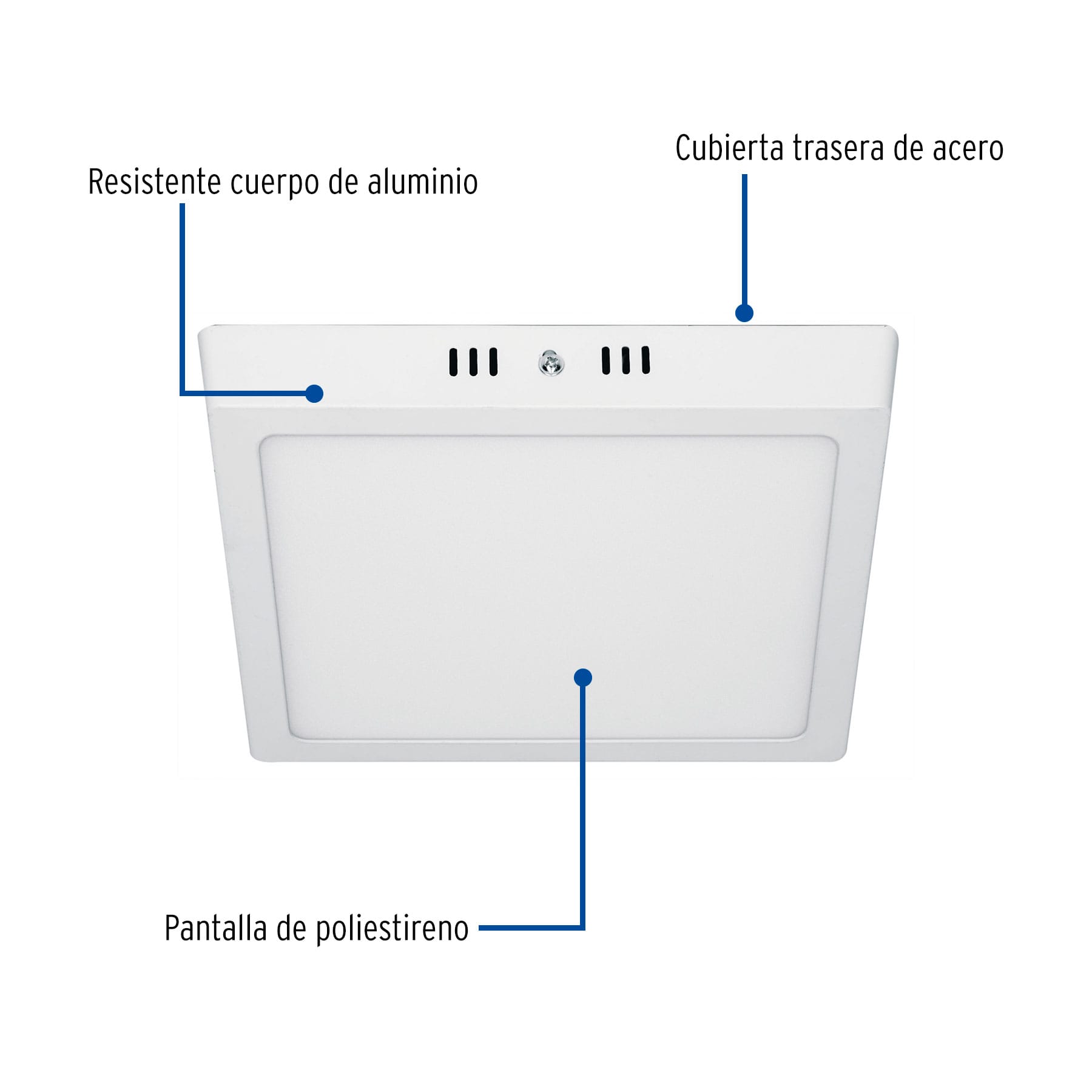 Luminario Plafón Cuadrado, Moderno,18 W, 6500 K, Led, Blanco Volteck - FERRETERÍA WITZI