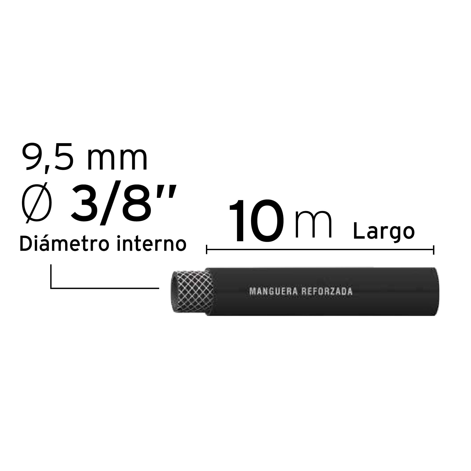 Manguera De Hule Para Compresor, 10 m, 3/8", Truper - FERRETERÍA WITZI