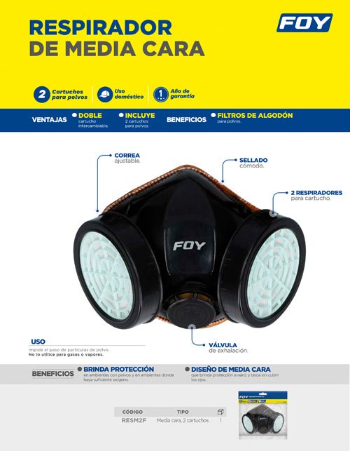 Mascarilla respirador 2 filtros Foy - FERRETERÍA WITZI