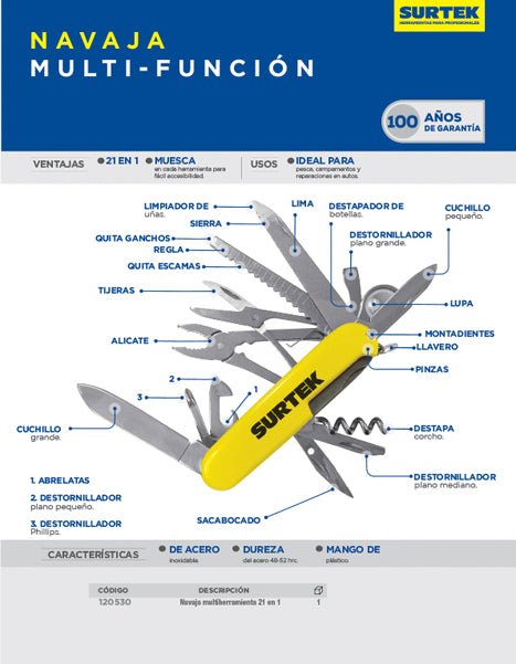 Navaja multifunción 21 en 1 Surtek - FERRETERÍA WITZI