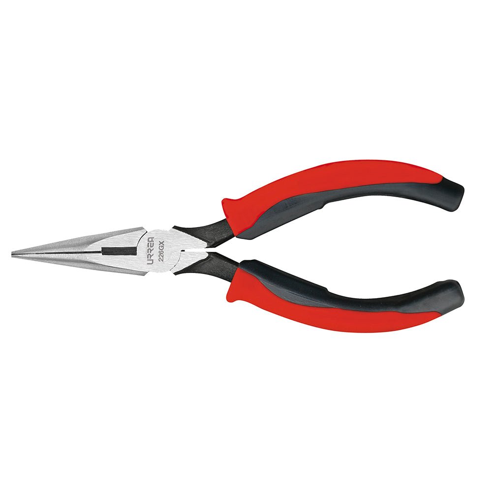 Pinza con mango bimaterial de 6-23/32" punta larga corte lateral sin resorte Urrea - FERRETERÍA WITZI