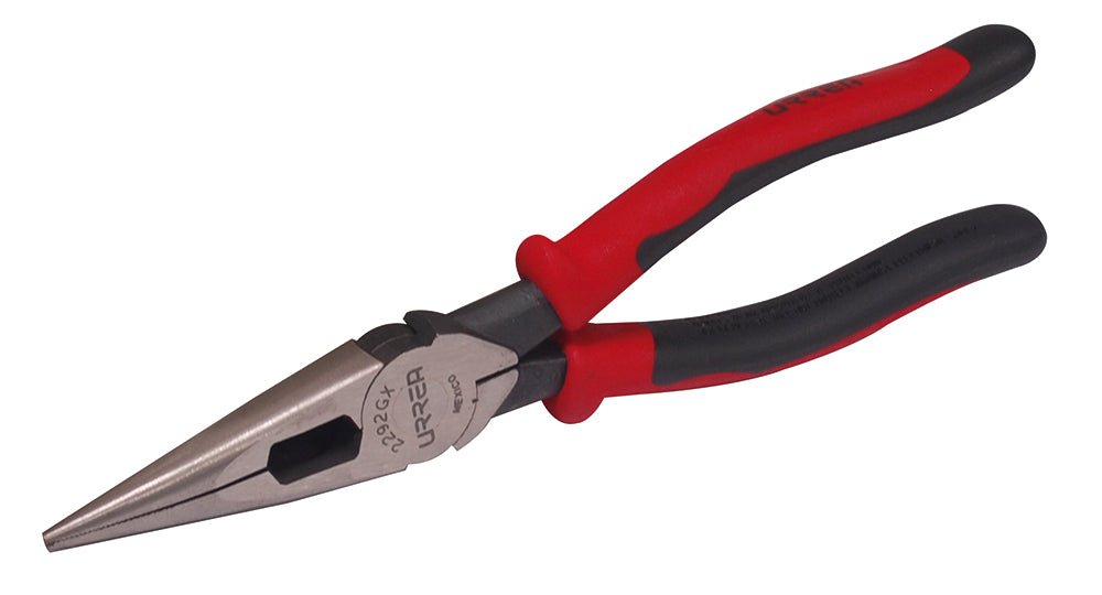 Pinza con mango bimaterial de 8-7/16" punta larga corte lateral sin resorte Urrea - FERRETERÍA WITZI