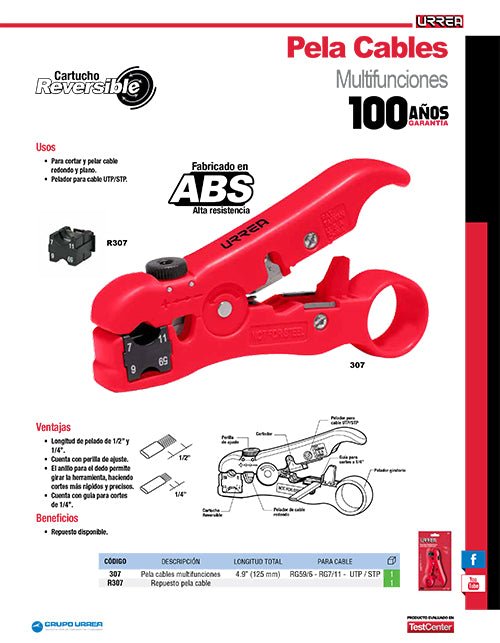 Pinza multifunciones para cable UTP/STP y cable coaxial Urrea - FERRETERÍA WITZI