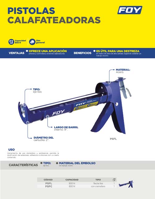 Pistola calafateadora con flecha lisa Foy - FERRETERÍA WITZI