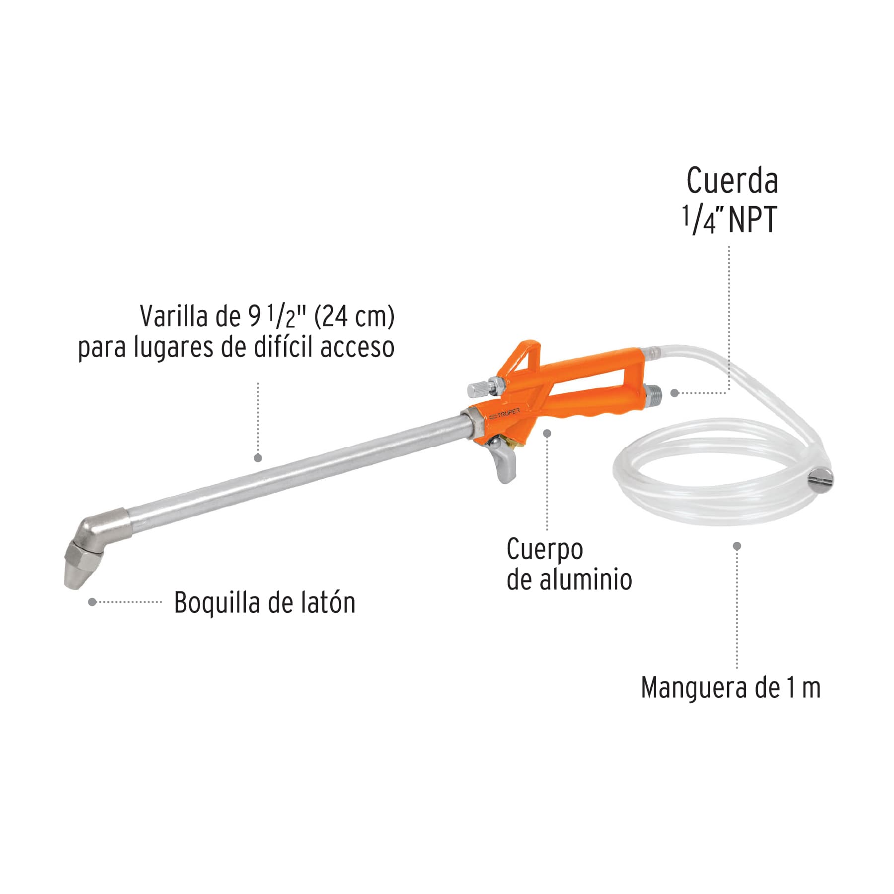 Pistola Para Limpieza De Máquinas, Cuerda 1/4 NPT, Truper - FERRETERÍA WITZI