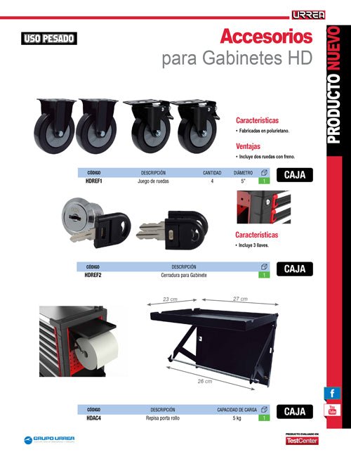 Repisa porta rollo para gabinetes serie HD Urrea - FERRETERÍA WITZI