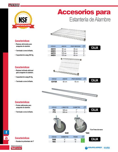 Rueda para carro utilitario de alambre 5" con freno Urrea - FERRETERÍA WITZI