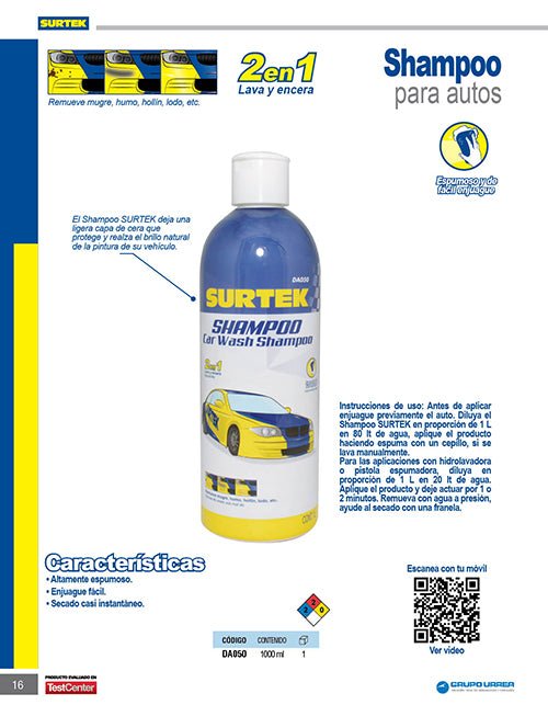 Shampoo para auto 1 lt Surtek - FERRETERÍA WITZI