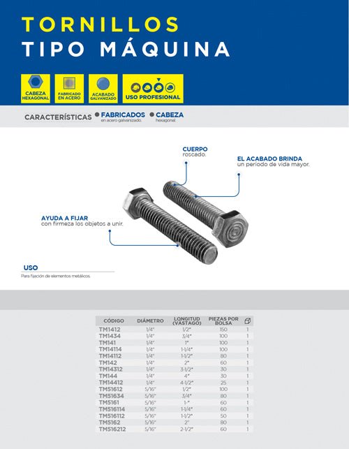 Tornillo de maquina, Surtek - FERRETERÍA WITZI